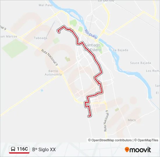 116C Bus Line Map