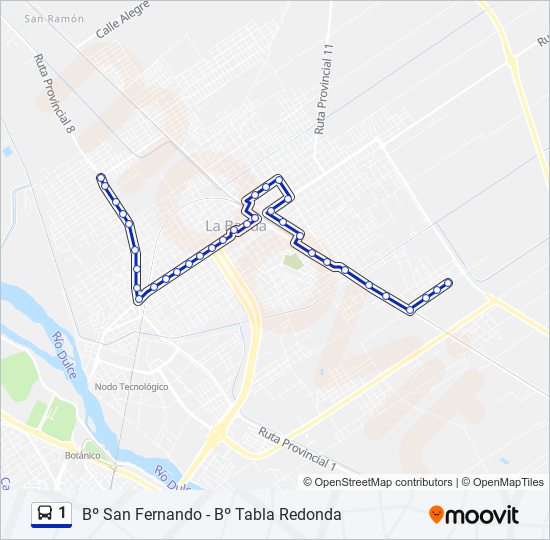 Mapa de 1 de autobús