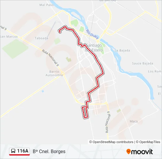 116A Bus Line Map
