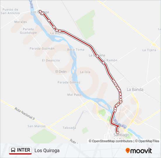 Mapa de INTER de autobús