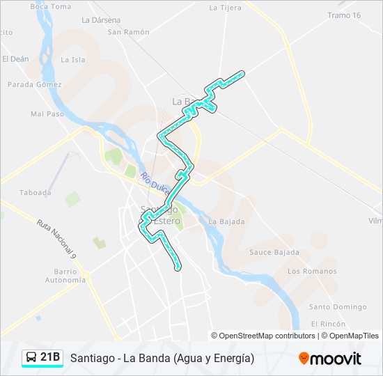 Mapa de 21B de autobús