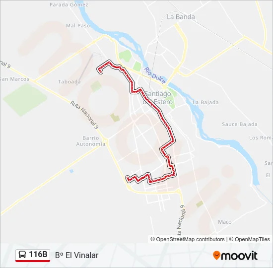 116B Bus Line Map