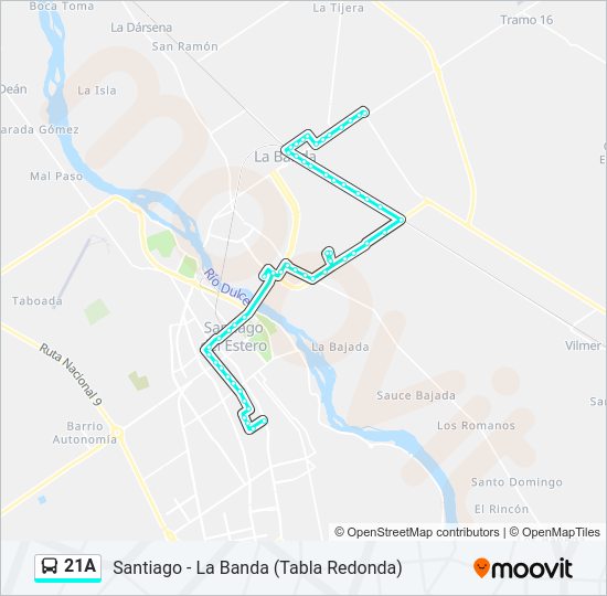 Mapa de 21A de autobús