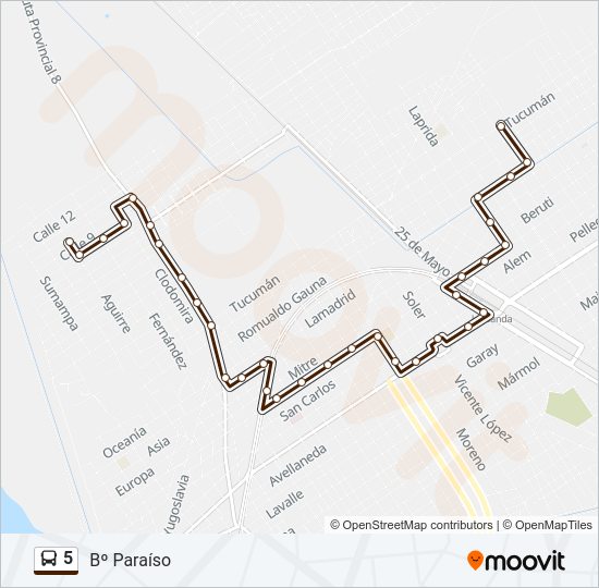 Mapa de 5 de autobús