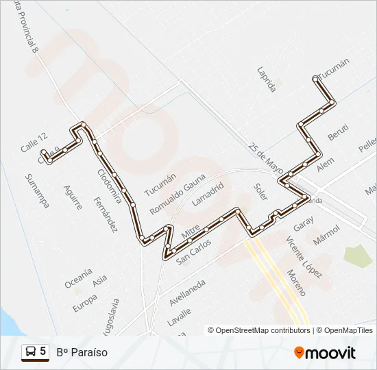 5 Bus Line Map