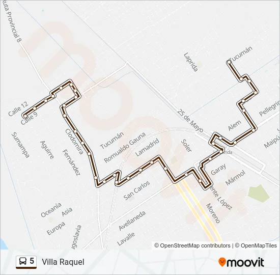 5 Bus Line Map