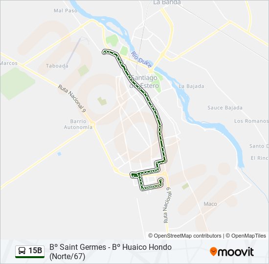 Mapa de 15B de autobús