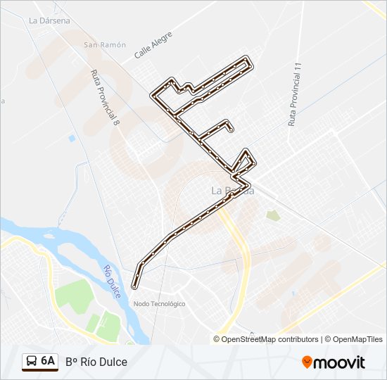 Mapa de 6A de autobús
