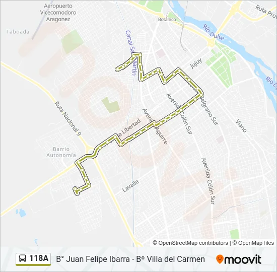 118A Bus Line Map