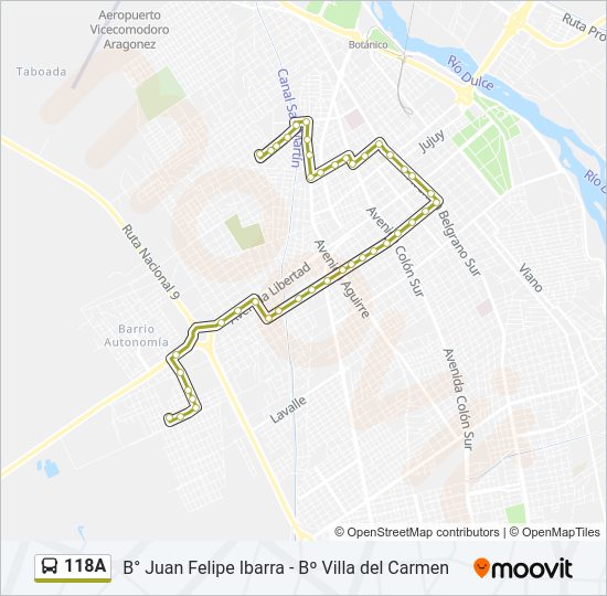 Mapa de 118A de autobús