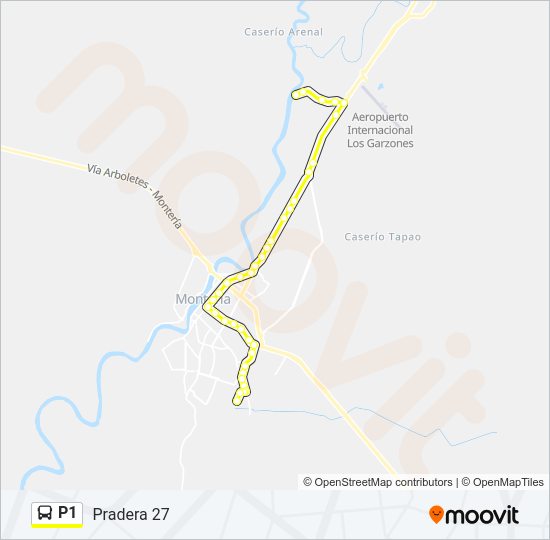 Mapa de P1 de autobús