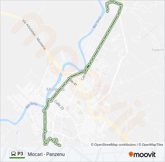 Mapa de P3 de autobús