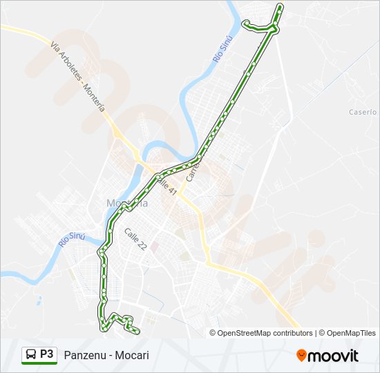 Mapa de P3 de autobús