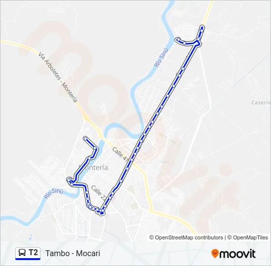 T2 Bus Line Map