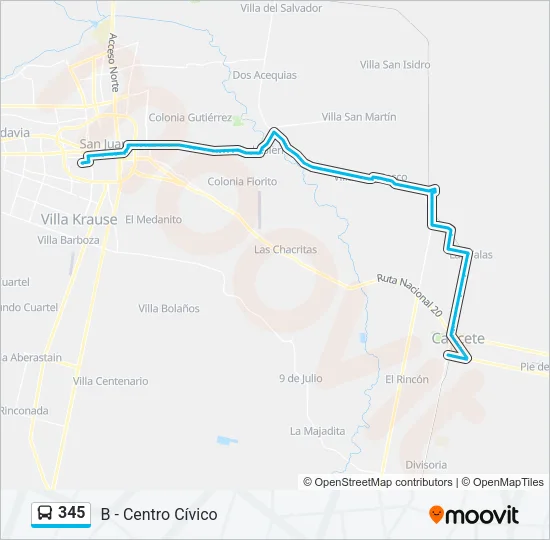 345 Bus Line Map