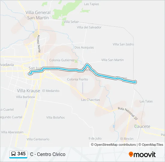 345 Bus Line Map