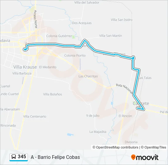 345 Bus Line Map