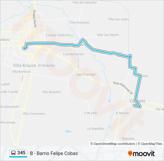 345 Bus Line Map