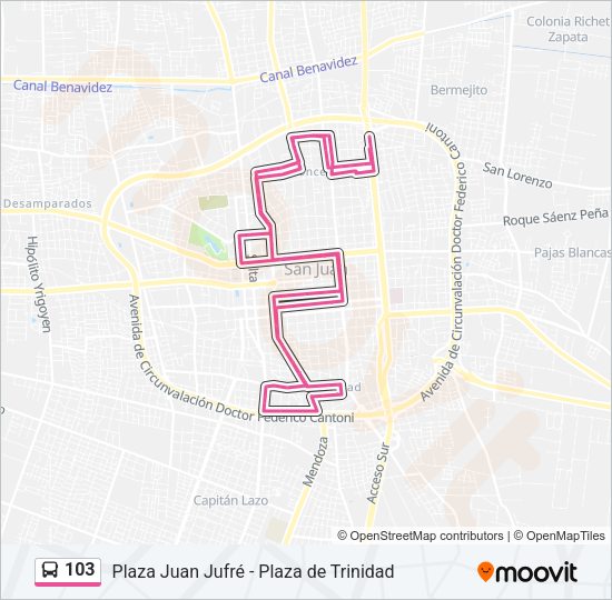 103 Bus Line Map