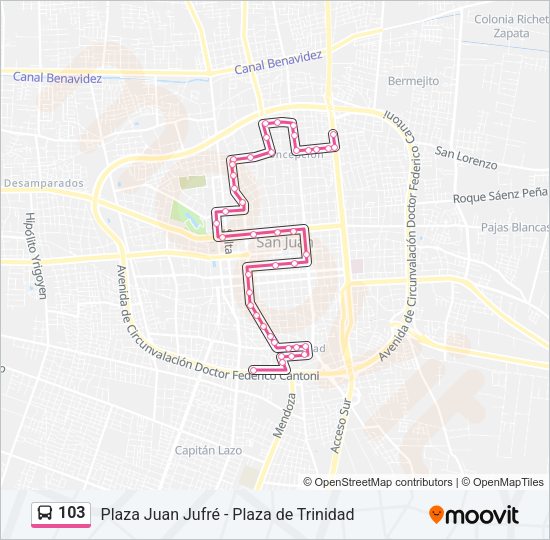 103 Bus Line Map