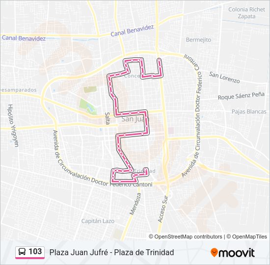103 Bus Line Map