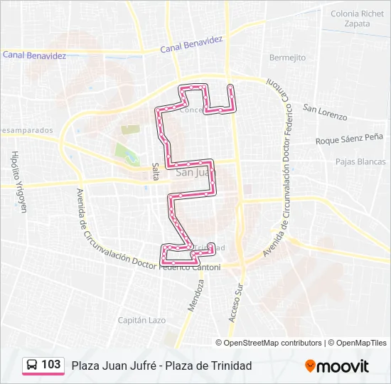 103 Bus Line Map