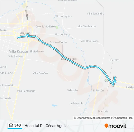 340 Bus Line Map