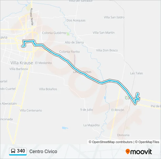 340 Bus Line Map