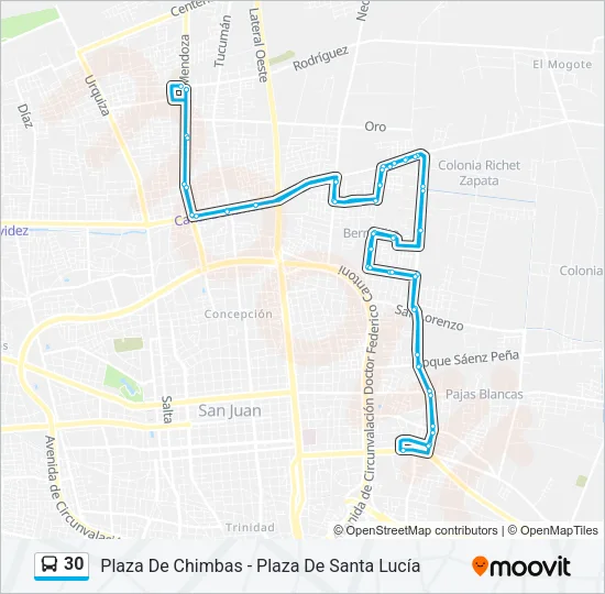 30 Bus Line Map