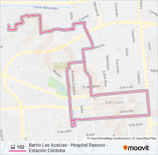 102 Bus Line Map