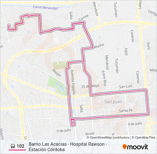 102 Bus Line Map