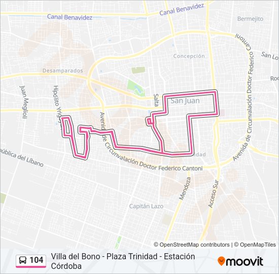104 Bus Line Map