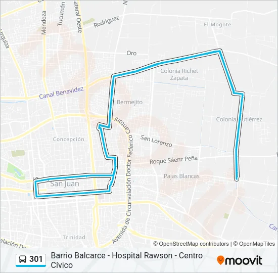 301 Bus Line Map