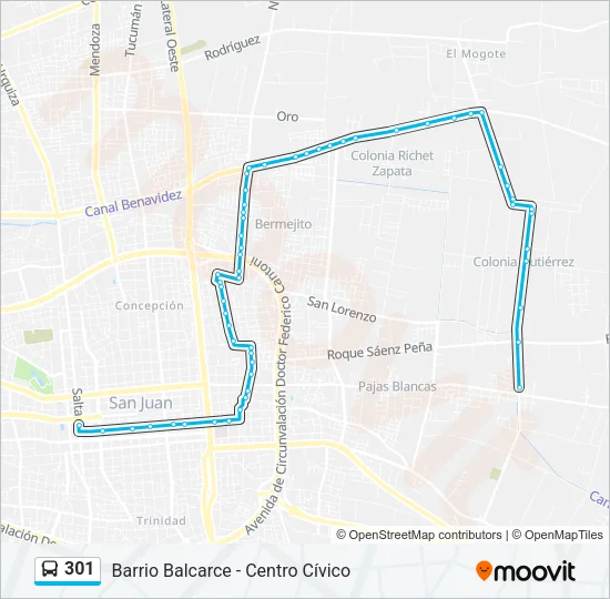 301 Bus Line Map