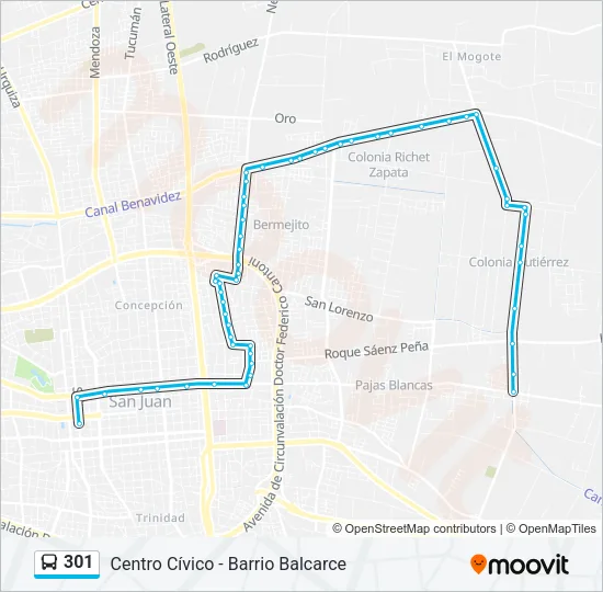 301 Bus Line Map