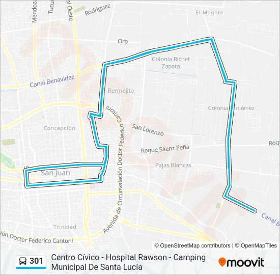 301 Bus Line Map