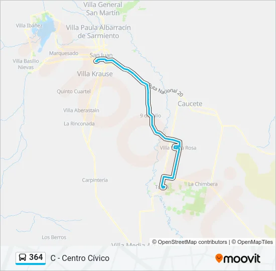 364 Bus Line Map