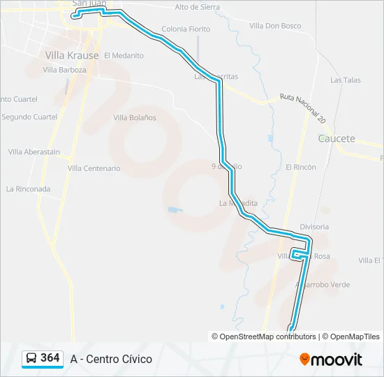 364 Bus Line Map