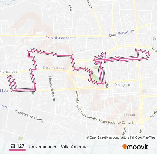 127 Bus Line Map
