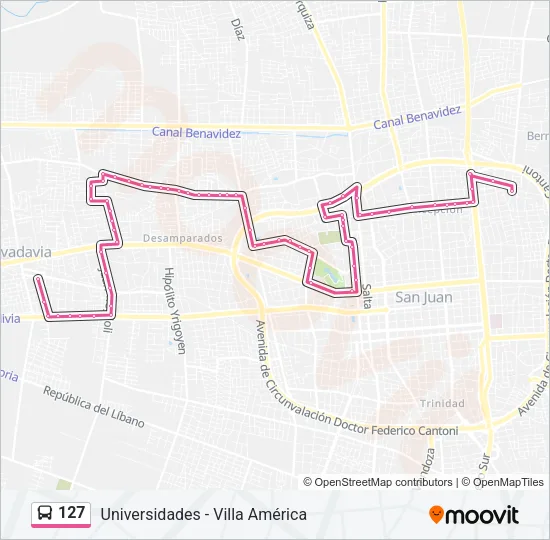 127 Bus Line Map