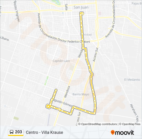 203 Bus Line Map