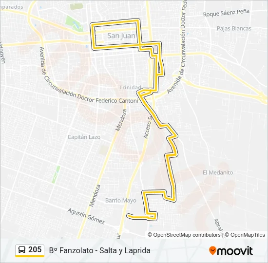 205 Bus Line Map