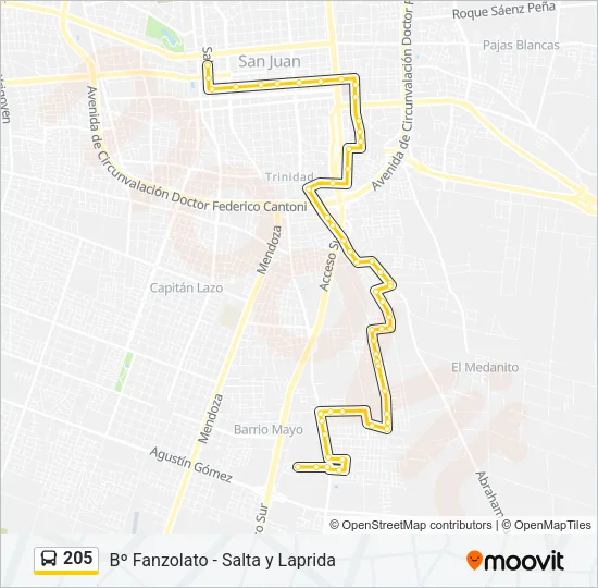 205 Bus Line Map