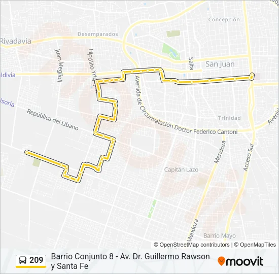 209 Bus Line Map