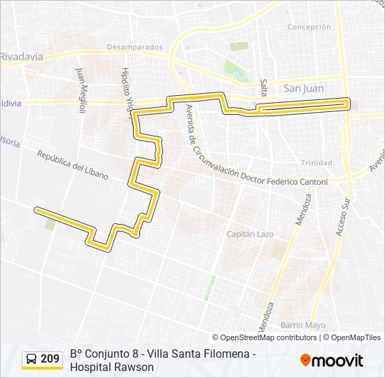 209 bus Line Map