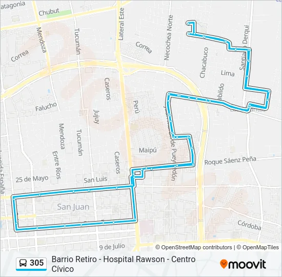 305 Bus Line Map