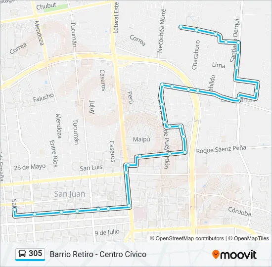 305 Bus Line Map