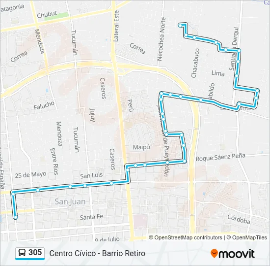 305 Bus Line Map