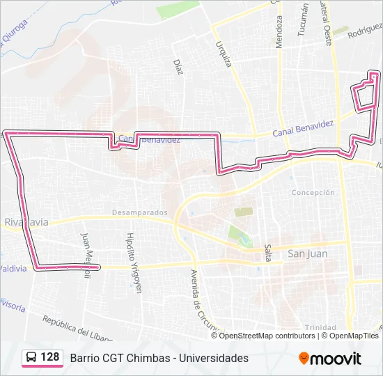 128 Bus Line Map