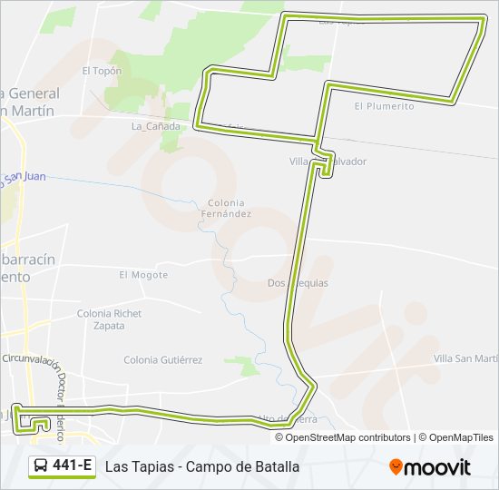 441-E Bus Line Map